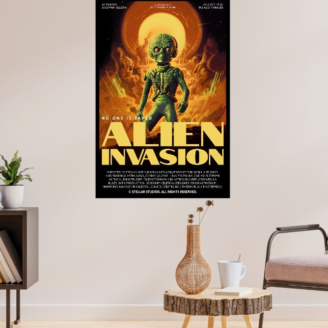 Retro Alien Sci-Fi Movie Inspired Wall Poster (Sala de Estar 3)