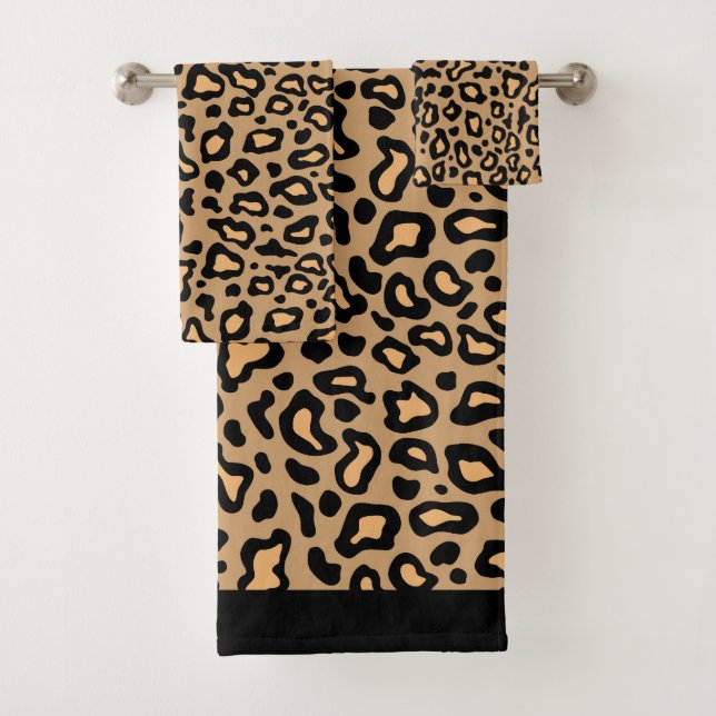 Retro Animal Print Leopard Bathroom Toalhas (Insitu)