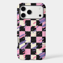 Retro Anos 80 Rosa Roxo Xadrez iPhone Samsung