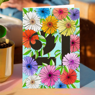 Retro Aqua Azul Personalizado Cartão Floral de Ani