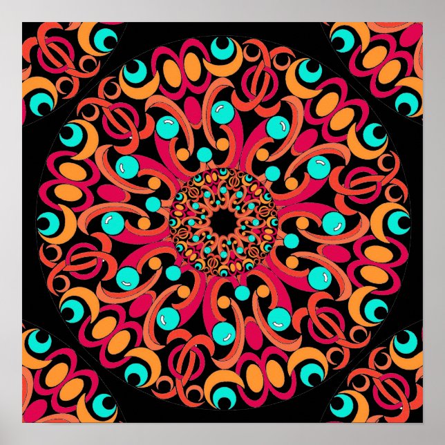 Retro Art Kaleidoscope Poster (Frente)