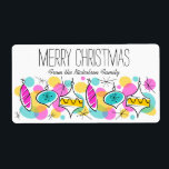 Retro Árvore Balas - etiqueta de Natal grande<br><div class="desc">Um design divertido, festivo, na moda com um toque retrô inspirado por bolas de vidro do século médio e luzes de fadas coloridas que decoraram minhas árvores de Natal de infância. Um design personalizável para você personalizar com seu próprio texto, imagens e ideias. Uma imagem de arte digital original criada...</div>