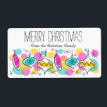 Retro Árvore Balas - etiqueta de Natal grande<br><div class="desc">Um design divertido, festivo, na moda com um toque retrô inspirado por bolas de vidro do século médio e luzes de fadas coloridas que decoraram minhas árvores de Natal de infância. Um design personalizável para você personalizar com seu próprio texto, imagens e ideias. Uma imagem de arte digital original criada...</div>