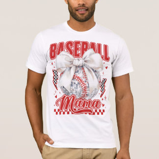 Retro Baseball Mama T-Shirt Disco Ball Coquette Bo