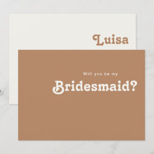 Retro Beach Cartão de Proposta Brown Bridesmaid