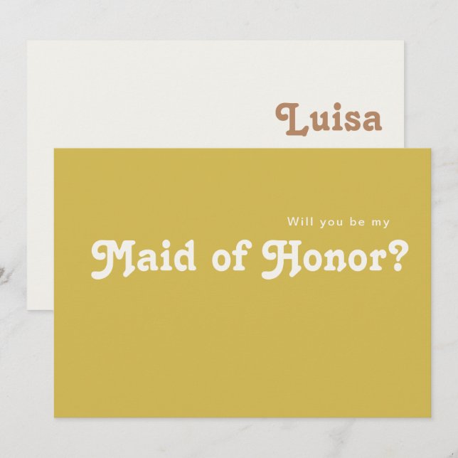 Retro Beach | Cartão de Proposta de Madrinha de ca (Frente/Verso)