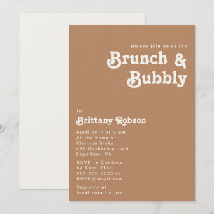Retro Beach   Convite Brown Brunch e Bubble