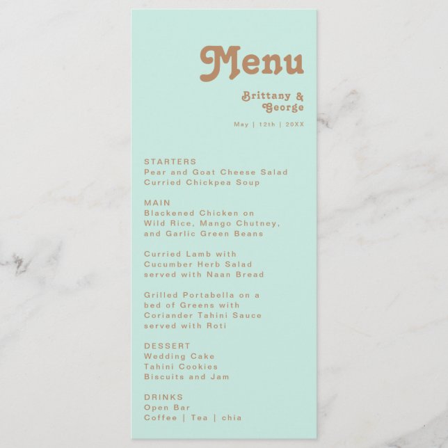 Retro Beach | Menu Janto Aqua Wedding (Frente)