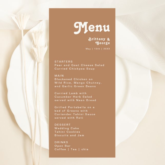 Retro Beach | Menu Janto Casamento Marrom (Criador carregado)