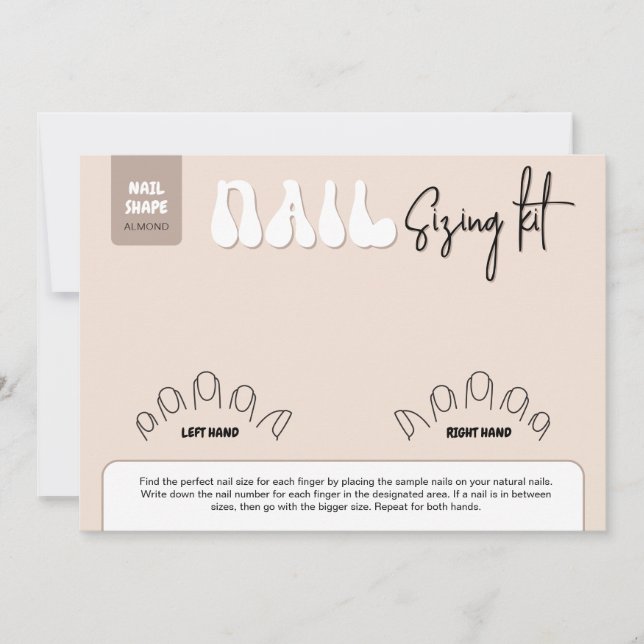 Retro Beige Acrylic Nails Sizing Kit Display Card (Frente)