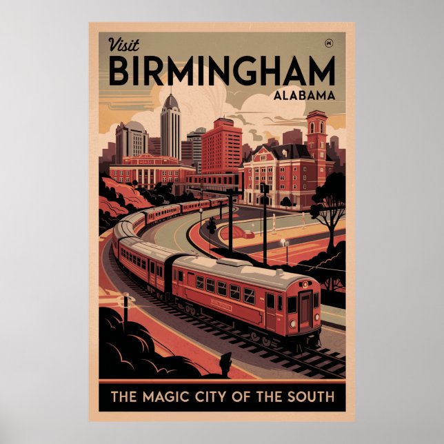 Retro Birmingham, Poster de viagens do Alabama (Frente)