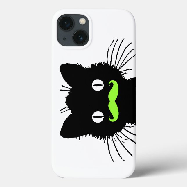 RETRO BLACK CAT FUNNY VERDE LIMÃO MUSTACHE (Verso)