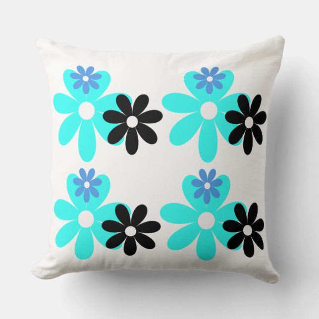 Retro Blue Bloom Duo Almofada (Frente)
