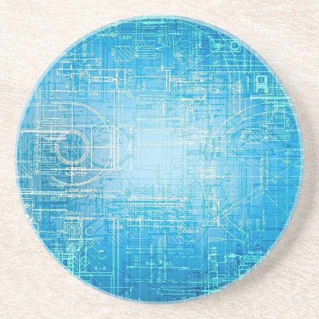Retro Blueprint Porta copos - Art Mede Função (Frente)