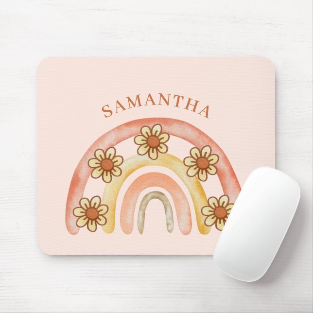 Retro Boho Nome do Arco-Íris Mousepad (Com mouse)
