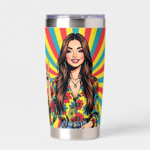 Retro Boomer Hippie Lady giving Peace Sign