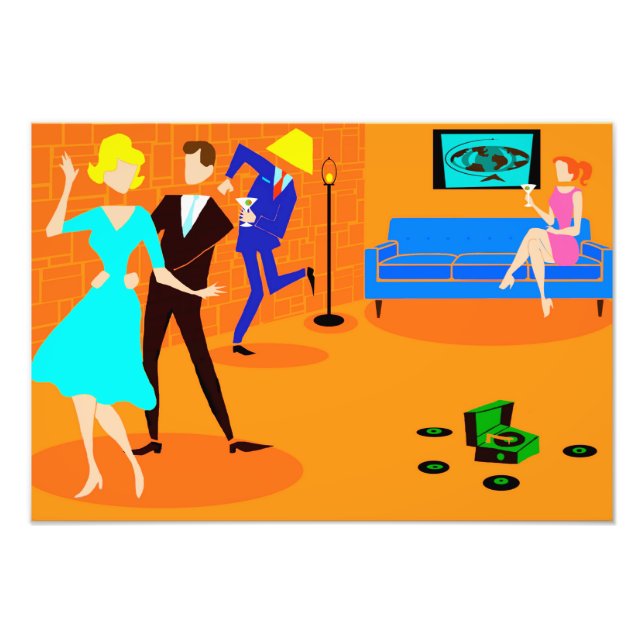 Retro Cartoon Cocktail Party - Alargamento de Foto (Frente)