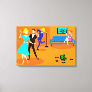 Retro Cartoon Cocktail Party - Canvas