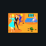Retro Cartoon Cocktail Party - Canvas estendida<br><div class="desc">Esta Canvas estendida do Partido dos Cocktail de Retro Cartoon não tem um osso introvertido em seu corpo! O design moderno de meio século apresenta um desenho animado de uma sala de estar e um coquetel animado. Há um casal atraente no chão de dança. A loira de um vestido de...</div>