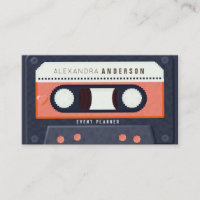 Retro Cassette Music Red Cartão de visita