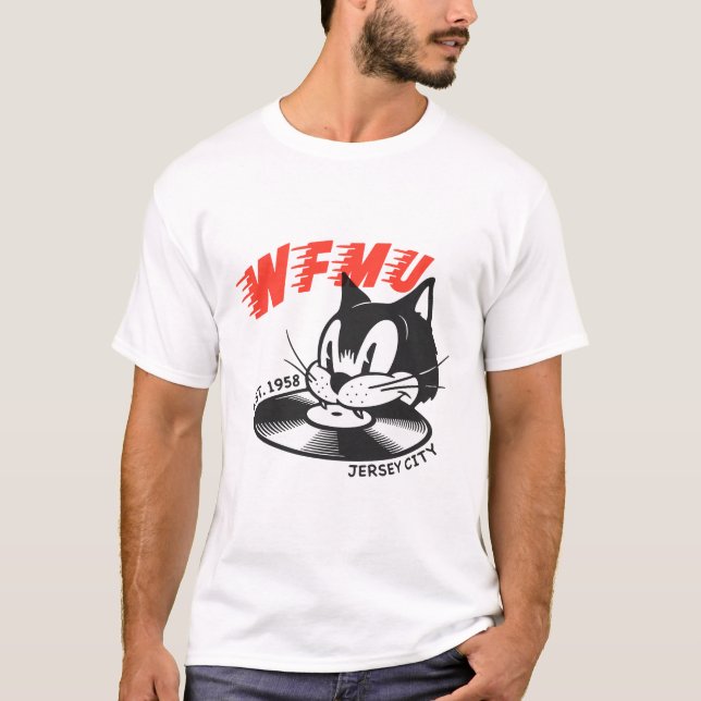 Retro cat DJ girando discos de vinil T-shirt (Frente)
