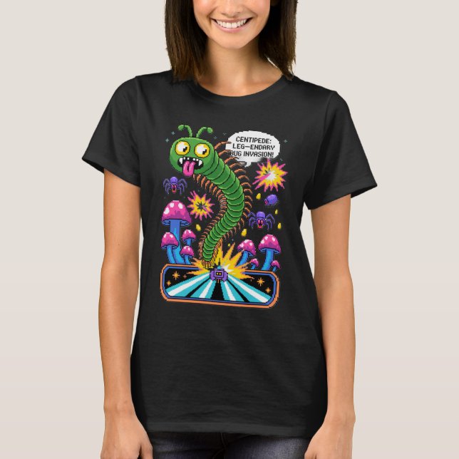 Retro Centipede Arcade T-Shirt - Leg-endary 80s  (Frente)