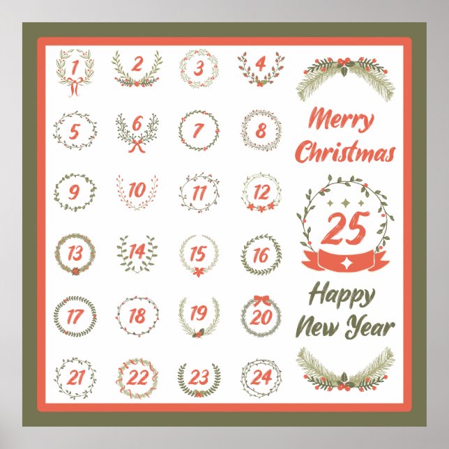 RETRO CHRISTMAS ADVENENT CALENDAR 2023 POSTER (Frente)