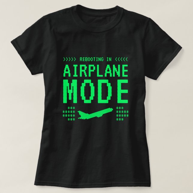 Retro Computer Style Airplane Mode T-Shirt (Frente do Design)
