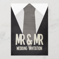 Retro Convite para Casamento de Gay de Suit & Tie