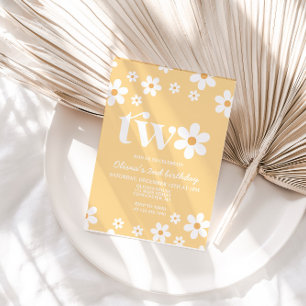Retro Daisy 2 Convite para segundo aniversário Flo