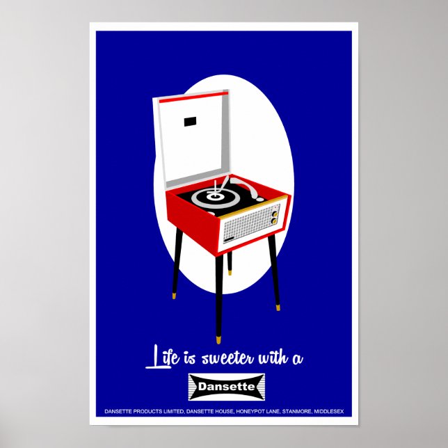 Retro Dansette record player Pop Art poster (Frente)