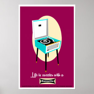Retro Dansette record player Pop Art poster