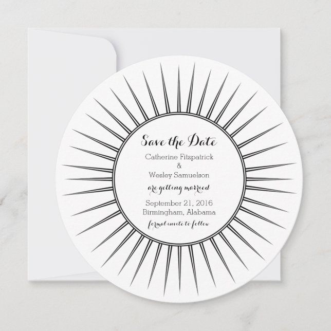 Retro de Deco Ebony Salve a Data Convite (Frente)