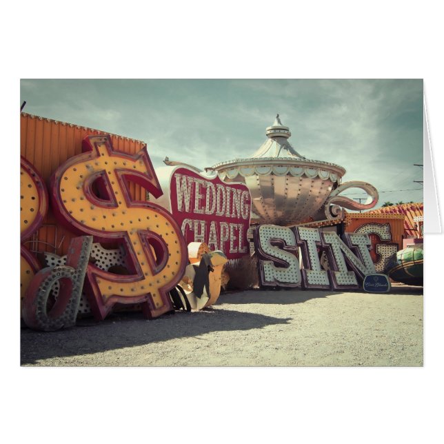 Retro de Las Vegas marca Cartões de agradecimentos (Frente Horizontal)