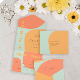 Retro de verão vibe bold abstrato casamento rsvp