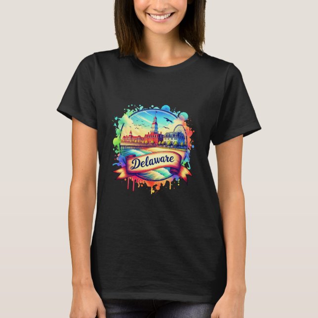 Retro Delaware Map T-Shirts – Vintage usa map (Frente)