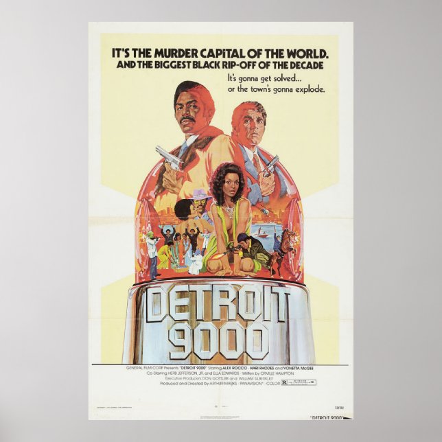 Retro do filme Detroit 9000 poster vintage (Frente)