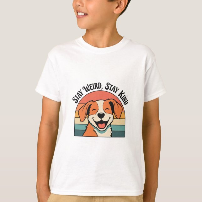 Retro Dog Positive Kids Graphic T-Shirt (Frente)