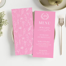 Retro elegante menu de casamento floral branco ros