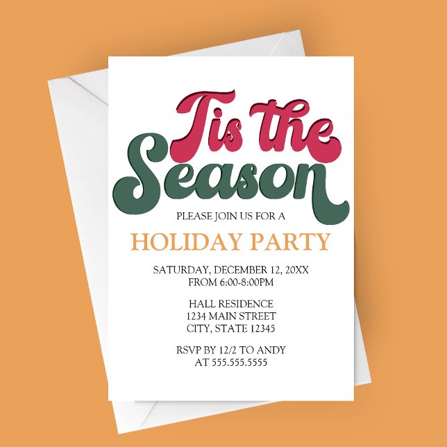 Retro ’Este é o convite da Festa de Férias da Esta (Tis The Season Holiday Party Invitation | Retro Christmas Party Invitation )