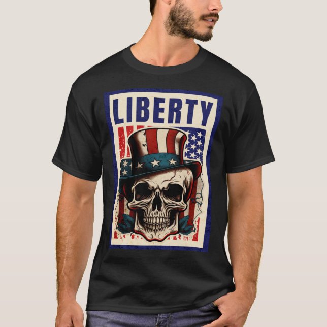 Retro EUA Quarto de julho Skull Top Hat Liberty Pr (Frente)
