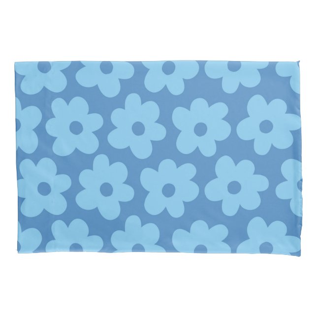 Retro Floral Azul Whimsical, Cheerful, Preppy (Frente)
