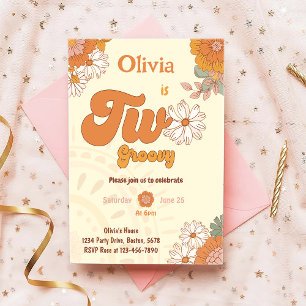 Retro Floral - Dois Convite para segundo aniversár
