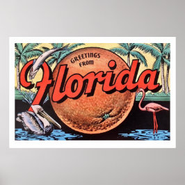 Retro Florida Orange Poster Impressão