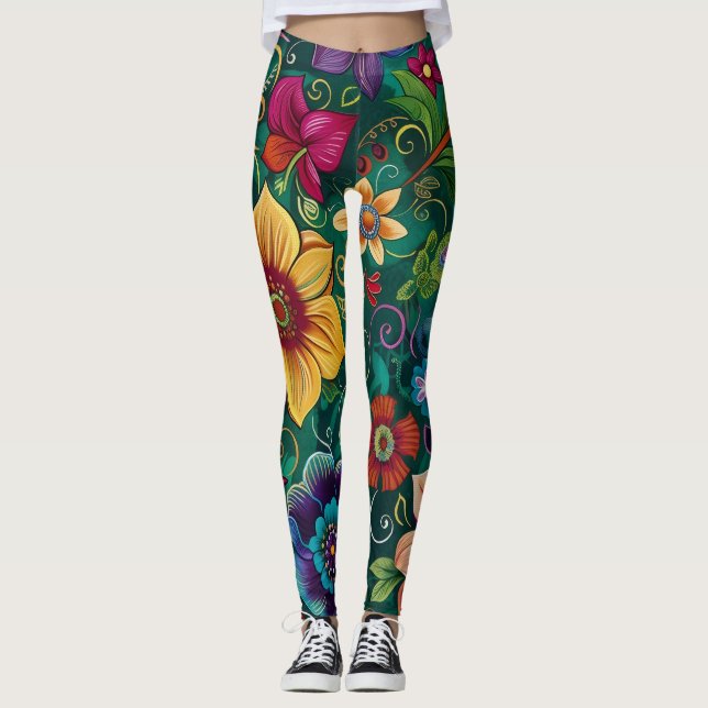 Retro Flower Leggings (Frente)