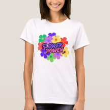 Retro Flower Power 60s 70s Floral Slogan T-Shirt
