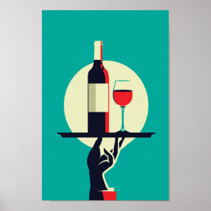 Retrô francês de vinho tinto poster