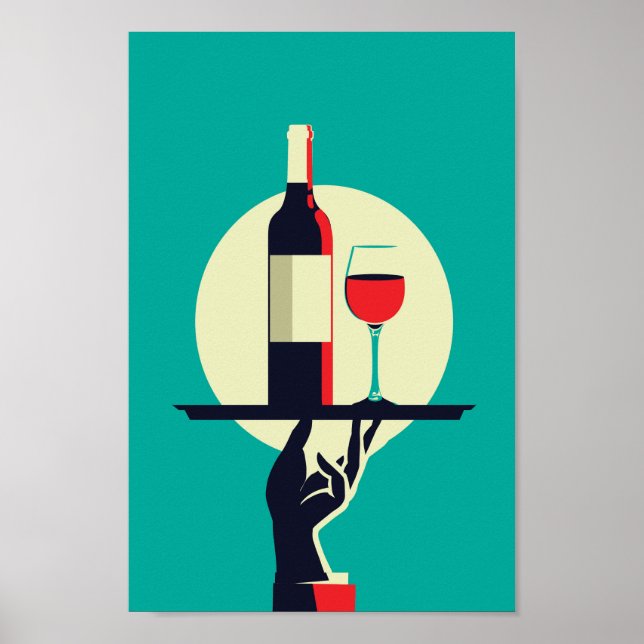 Retrô francês de vinho tinto poster (Frente)