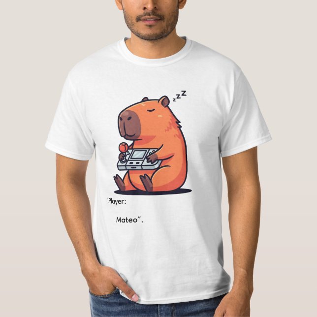 Retro Gamer Capybara T-Shirt – Old School Vibes (Frente)