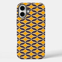 Retro geometric pattern yellow and brown leaf